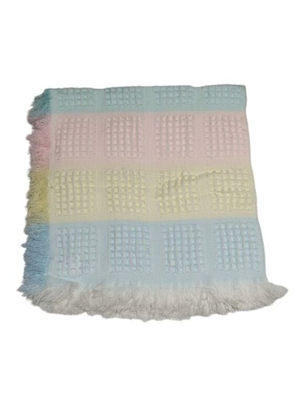 Vintage Gimbels Pastel Honeycomb Weave Baby Blanket